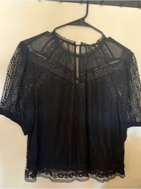 Ever New Tops - Ever New Black Lace Short Sleeve Blouse